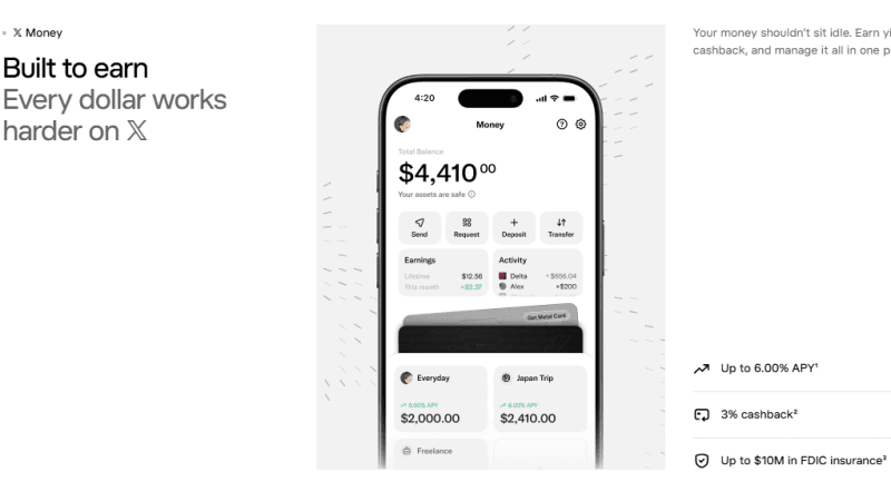 X Money vira banco no app de Musk e rende até 6% ao ano